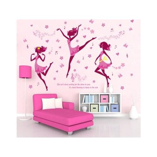 DIY Cartoon Ballet Girl Vinyl Wall Sticker Kids Rooms Dance Room Decoration Stickers Home Decor Wall Decals Wallstickers Poster