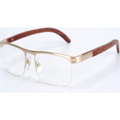 Vintage Unisex Half Rim Alloy Wooden Frame Progressive Multi-focal Lens Optical Eyewear Brand See Near Far Gold Reading Glasses