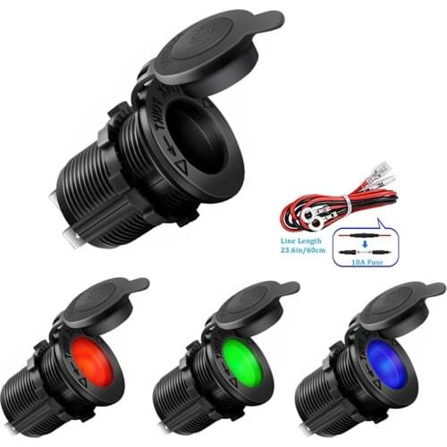 12V-24V Car Cigarette Lighter Socket Waterproof Auto Boat Motorcycle Tractor Power Outlet Socket Receptacle For Car Accessories