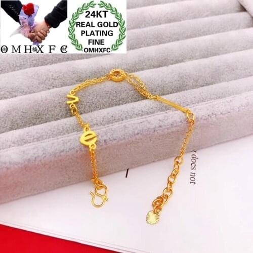 OMHXFC Jewelry Wholesale YM441 European Fashion Fine Woman Girl Party Birthday Wedding Gift Slim LOVE Circle 24KT Gold Bracelet