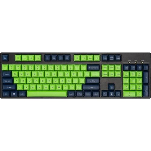 Standard 104 Keyboard Dsa Keycaps Laser Carving Cherry Mx Switch Pbt Front Printing Setup Gamer Gaming Tastatur Dark Blue Green
