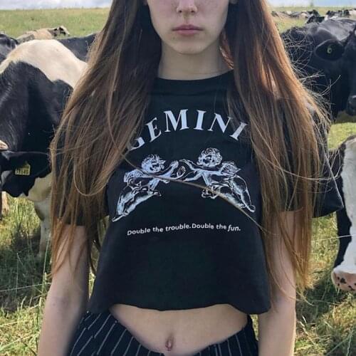 Tumblr Angel 90s Y2K Fashion Art Aesthetic Women Kawaii Cartoon Print Graphic T-Shirt Vintage Chic Ulzzang Harajuku Crop Tops