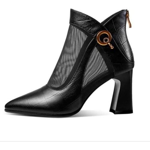 Women Lace Zip Mesh Pumps Woman High Heels Summer Female Shoes Classics Solid Platform Sandals Ladies Party Shoes