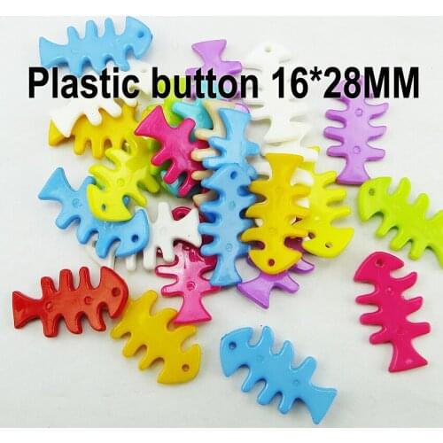 100PCS Fish bone Dyed Plastic buttons coat boots sewing clothes accessory charms fits brand toy button P-228