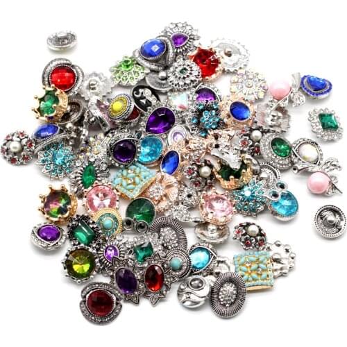 100 pieces bulk lot Snap button mix styles Fashion 18mm metal rhinestone DIY snaps button Snap Jewelry Free Shipping PBN36