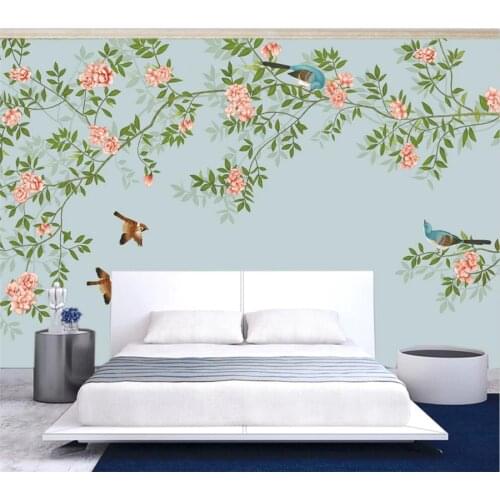 Welyu Custom hand-painted flower and bird wallpaper 3D stereo new Chinese flower living room bedroom TV background wall фотообои