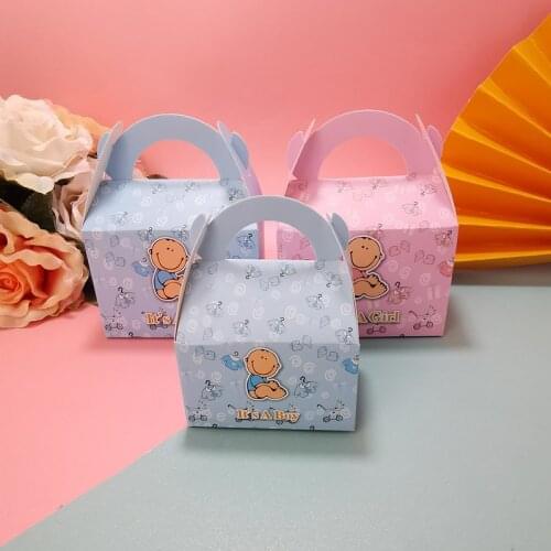 5Pcs Its A Boy/girl Birthday Party Favors Gift Box Baby Shower Birthday Party Candy Dragees Baptism Wrapping Bags with Handles