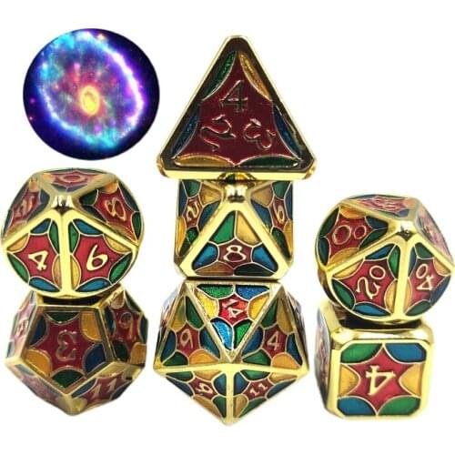 7 Pcs/Set Alloy Metal Polyhedral Dices D20 D12 D10 D8 D6 D4 for DND RPG MTG Tabl E56D