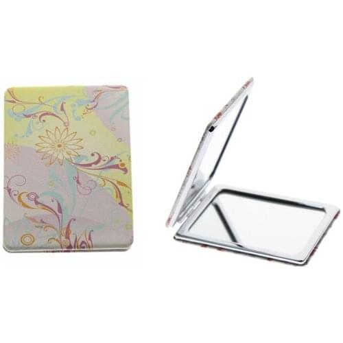 8.5*6cm Rectangle Double Side Large Portable Folding Makeup Hand Vanity Cosmetic Pocket Compact Mirror For Women Girl Kid Gift
