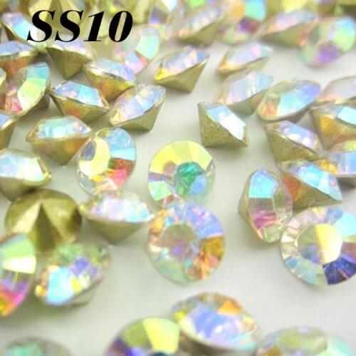 Free Shipping 1440pcs/lot SS10(2.7-2.8mm) Fashion Crystal AB/Clear AB Resin Pointback beads For Bags/Garment/Shoes DIY