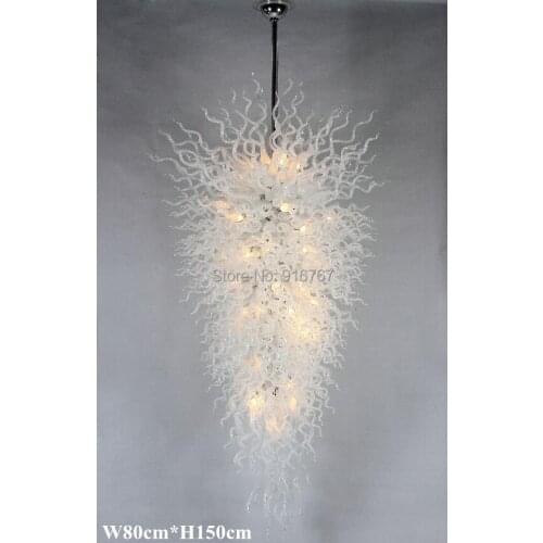 Free Shipping Large Hotel Lamp White 60inch Long Decorative Murano Glass Chandelier Lamp