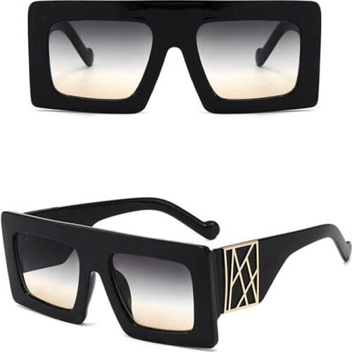 2021 Luxury Cool Oversized Sunglasses UV400 Black Women Men Fashion Metal Sun Glasses