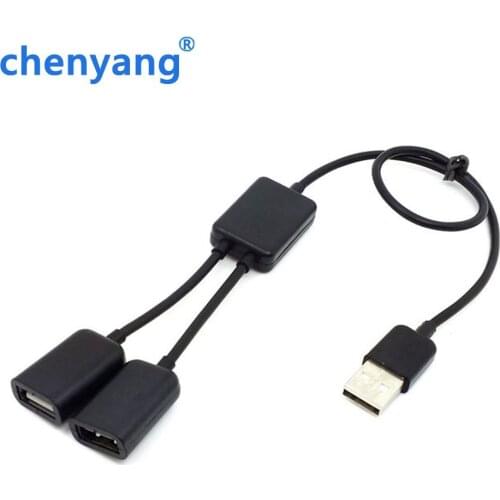 Black USB 2.0 Dual Ports Hub Cable Bus power For Laptop Macbook Notebook PC & Mouse & Flash Disk