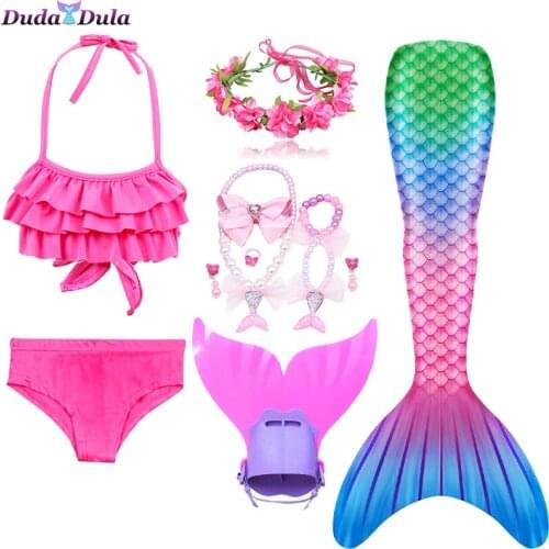 Little Mermaid Tail Costume Children Mermaid Tail with Monofin Cosplay Kids Girl Fancy Swimsuit Halloween Costume Girls Swimsuit