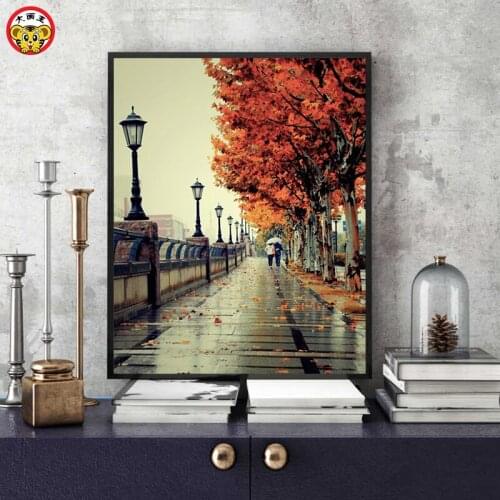 DIY digital oil painting landscape couple beautiful living room bedroom large digital hand-painted decorative painting autumn lo