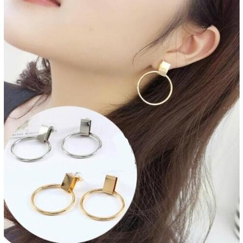 Ex621 Europe Fashion Vintage Gothic alloy geometry circle Small round ball earrings 2021 trend Womens Jewelry Accessories
