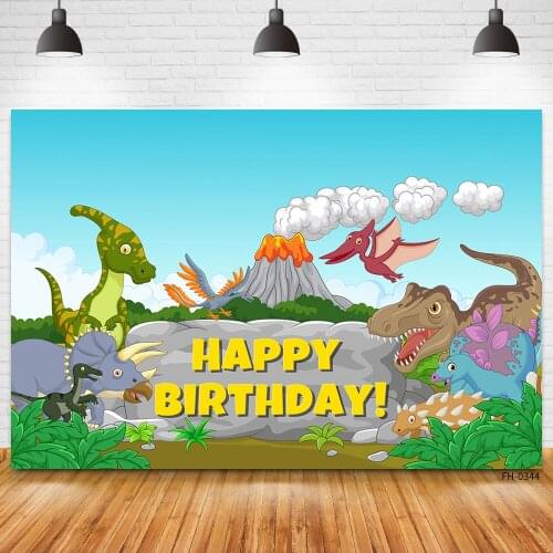 Custom Name Wild Animal volcanic Jungle dinosaur Safari Birthday Photo Studio Backdrops Party Baby Child Photography Backgrounds