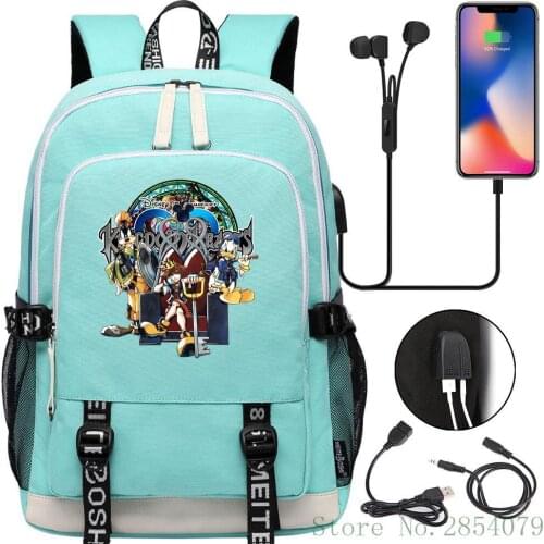 Hot Game KingdomHearts Sora ROXAS USB Laptop Backpack Fashion Men Women Outdoor Travel Shoulder Bags Student Schoolbag Bookbag