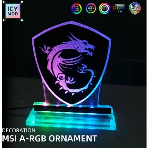 MSI Figure A-RGB 5V3Pin LED Acrylic Lighting Panel Rainbow Lighting PC Water Cooling Custom MOD Magic Dragon Decoration