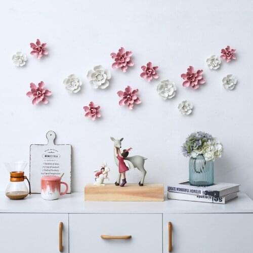 Chinese Ceramic Phalaenopsis Rose Flower Wall Sticker Lobby Hall Store Wall Mural Ornaments Home Background Wall Hanging Crafts