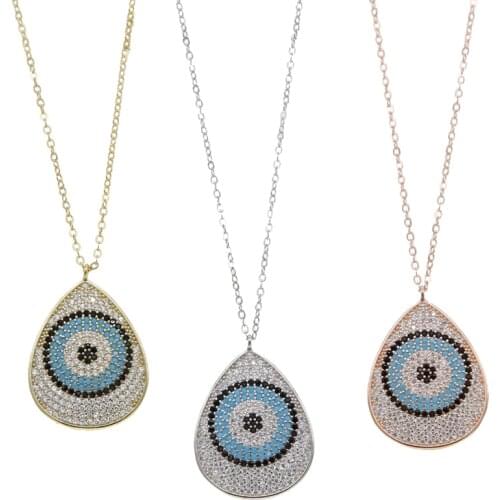 2020 Collier Collares Eye Necklace Ocean Angels Tears 3color Fashion Pendant Jewelry Made With Lab Simulated 925 Micro Pave
