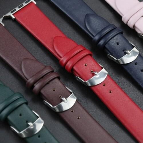 Leather Watchband + Adapter for i Watch Apple Watch 5 4 3 2 1 series 38/40mm 42/44mm Women/Men Band Bracelet White Strap