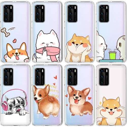 Cute Dog Corgi Case for Huawei P40 P30 P20 Mate 40 30 20 Case for Honor 10i 8X 10 9X 30 20 Nova 5T Lite Pro P Smart 2021 TPU