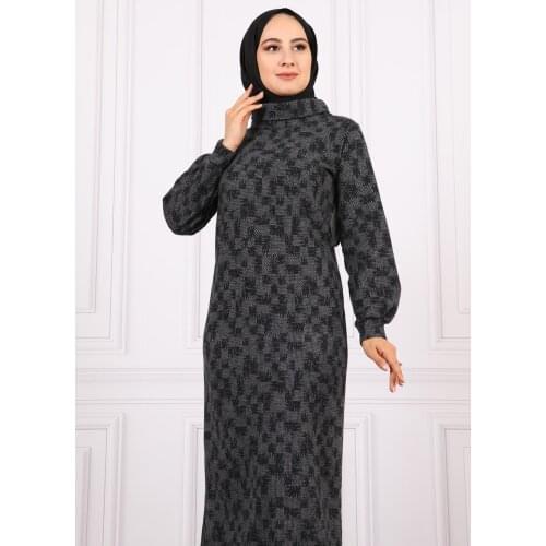 Muslim Dresses Turtleneck Patterned Hijab New Season 2021 Abayas Women Robe Islam Clothing Muslim Sets Mubarak European Clothes