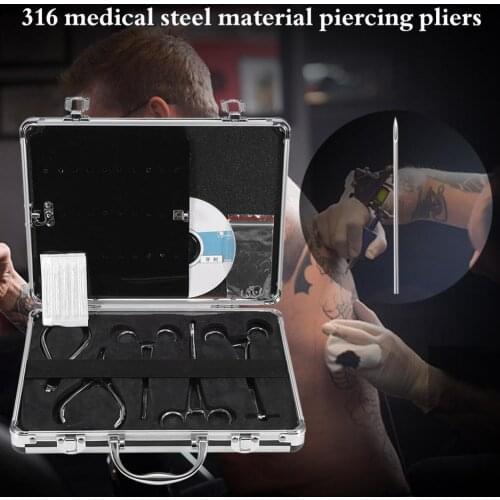 FLAGWELL Body Piercing Tattoo Tool Kit For Navel Ear Tongue Tattoo Machine Equipment Piercing Jewelry Pliers Needle Microblading