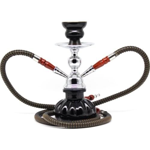 1Pcs Double Hose Hookah Glass Shisha Pipe Hookahs Set With Ceramic Bowl Charcoal Tongs Smoke Chicha Narghile Smoking Accessories