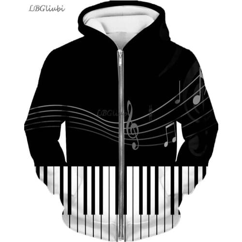 New 3D printed piano zipper hoodies men and women fashion hoodies худи piano hoodies outdoor jacket menxs-6xl