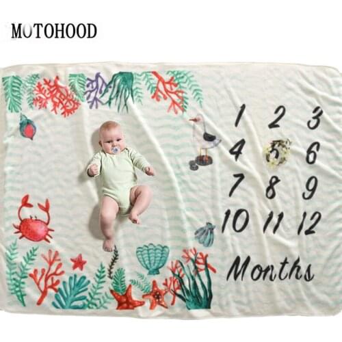 MOTOHOOD Newborn baby Monthly Growth Coral Fleece Blanket photography props Background Cloth Kids Girls Boy Blanket Decoration