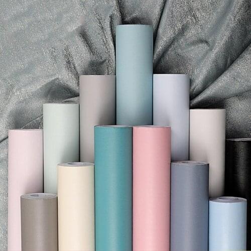 Solid Color Self-Adhesive Wallpaper PVC Waterproof Wall Stickers for Living Room Bedroom Cabinet Film Contact Paper Wallcovering