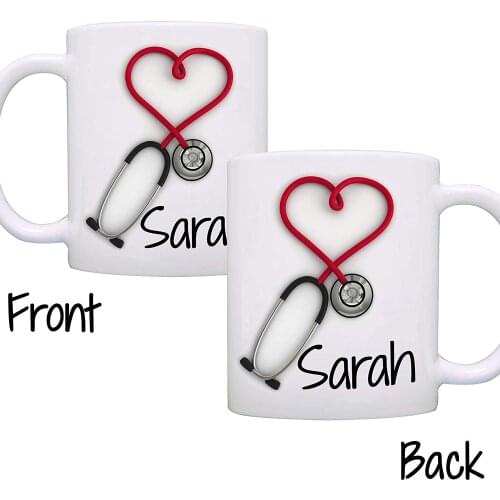 Personalized Stethoscope Coffee Mug with Lid and Spoon a Funny and Unique Gift Mugs for Nurses and Doctors