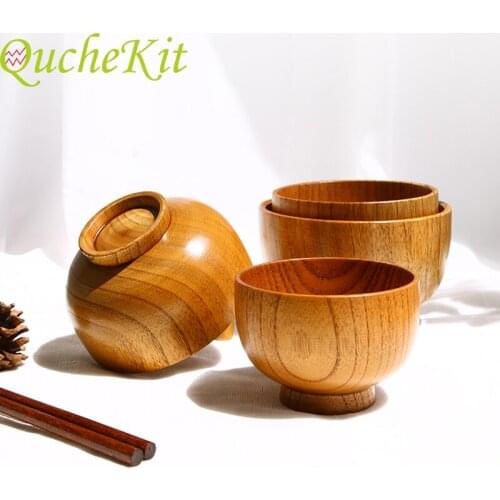 Natural Wooden Bowl Rice Soup Salad Bowl for Kid Tableware Frruit Food Container Eco-friendly Kitchen Utensil Dishes