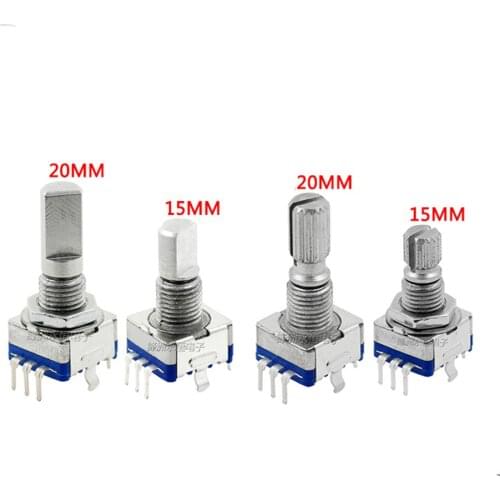 2PCS EC11 Rotary Encoder/Encoding Switch/Digital Potentiometer 5 Foot With 15/20mm Plum Blossom Half Shaft