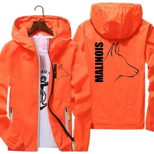 Casual Windbreaker Thin Reflective Sunscreen Silly Dog Belgian Malinois Hooded Coat Mens Sports Pilot Cycling Jacket Oversized