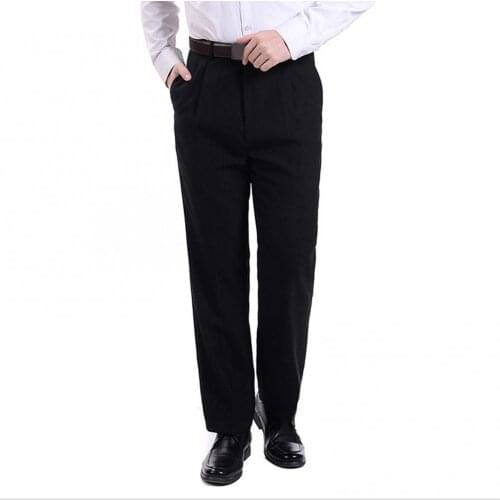 Dropshipping!! Men Autumn Warm Casual Long Trousers with Zipper Pockets Slim Fit Suit Pants