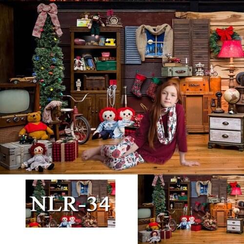 Christmas Background Childrens Bedroom Christmas Trees Toys Book Shelf Photography Backdrop Photograph Prop For Photo Studio