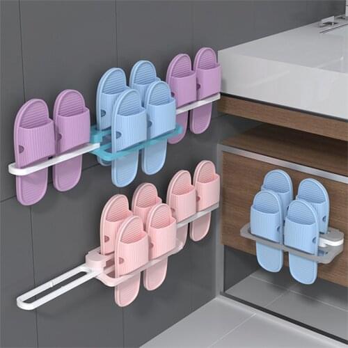 1 Change 4 Self Adhesive Shoes Shelf Towel Folding Holder Rack Wall Mounted Slipper Hanger Hanging Hook Bathroom Shoes Organizer
