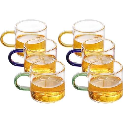 Glass Anti Scalding Handle Cup Tea Cup Transparent Tea Cup Glass Straight Color Handle