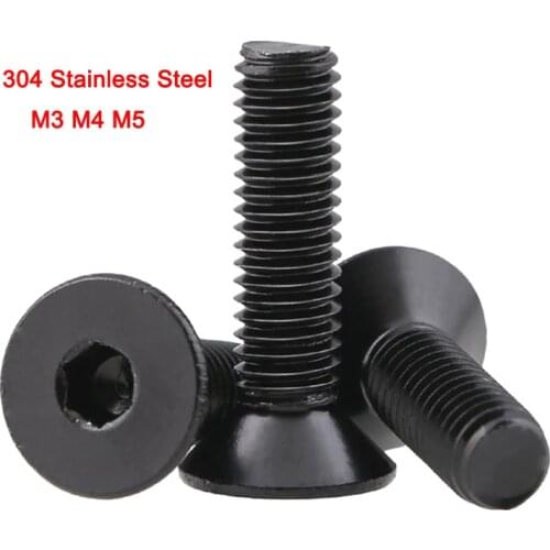 304 Stainless Steel DIN7991 Black Flat Head Hexagon Socket Screws Countersunk Head Screw M3 M4 M5