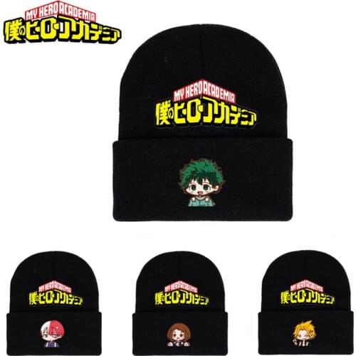 2021 Anime My Hero Academia Knitted Hat Deku Autumn Winter Outdoor Warm Knit Hat Cute Cartoon Skullies Beanie Cap Shipping Free
