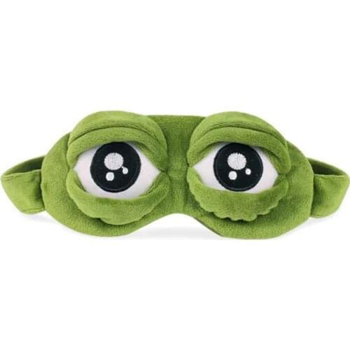 Funny Creative Pepe the Frog Sad Frog 3D Eye Mask Cover Cartoon Plush Sleeping Mask Cute Anime Gift
