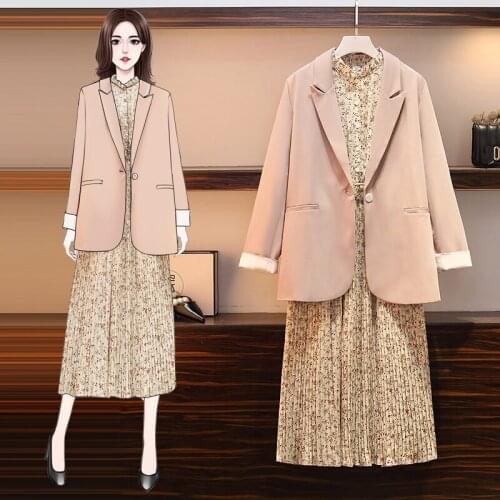 Size womens clothing 2021 spring new fat sister light mature wind show thin suit coat dress temperament suit women