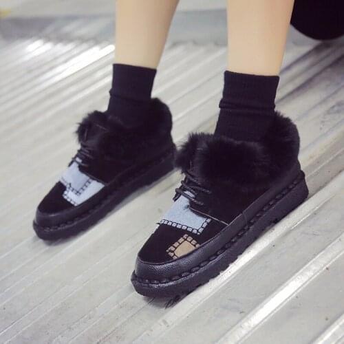 Women Platform Fashion Women Ankle Boots Warm Plush 2019 New Women Snow Boots Winter Women Boots Black Boots Chaussure U11-26