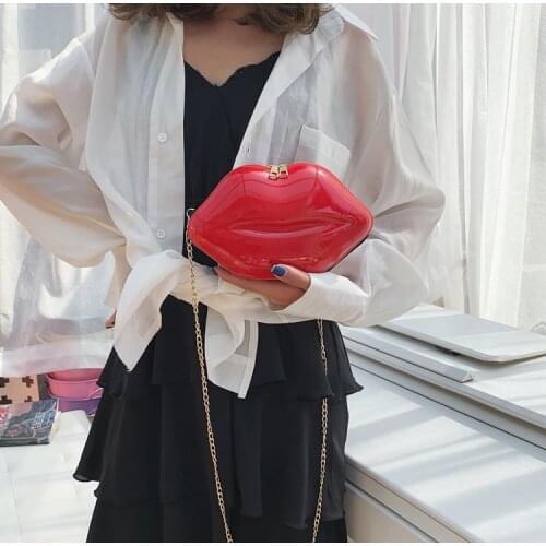 Lips Shape PVC Handbags Women Zipper Shoulder Bag Crossbody Messenger Phone Coin Bag Evening Party Clutches Bolsas Feminina Saco