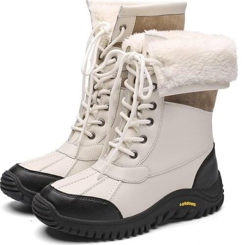 TYDZSMT Woman Snow Boots 2021 Women Winter Shoes Waterproof Girls Mid-Calf Boots Shoes Warm Plush Boots Womens Plush Size 42