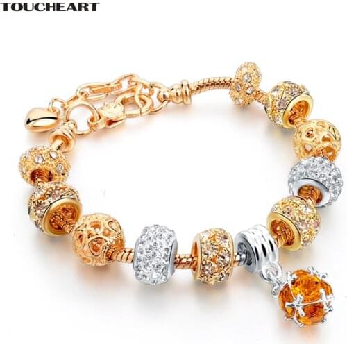 TOUCHEART Gold Hollow Heart Bracelet&Bangles Charms For Women Silver Jewelry Making Adjustable Luxury Brand Bracelets SBR160011