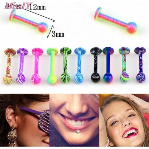10PCS/Set 16G Stainless Steel Tragus Ball Lip Labret Rings Bar Piercing Jewelry 2style